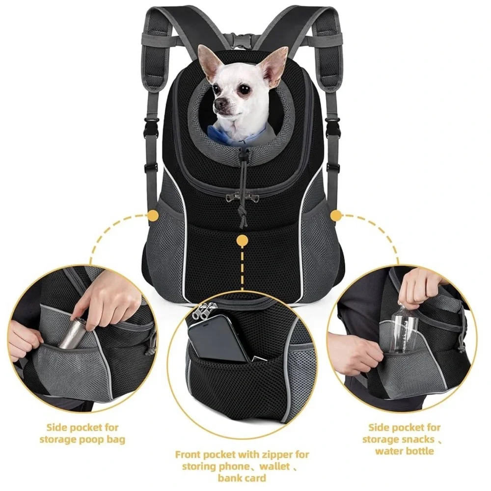 Deluxe Pet Travel Backpack - Black and Gray